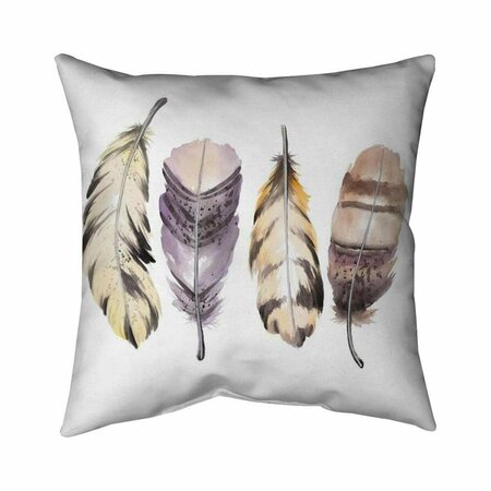 BEGIN HOME DECOR 20 x 20 in. Purple Feather Set-Double Sided Print Indoor Pillow 5541-2020-AN334